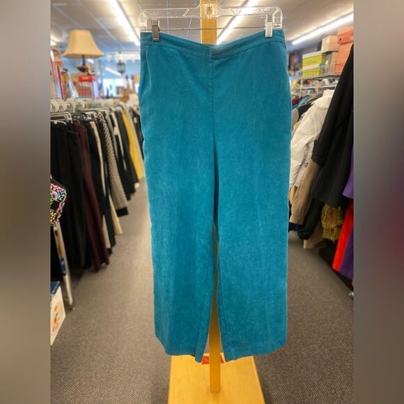 Alfred Dunner Ladies 14 Black/Teal Fuzzy Pants - Picture 3 of 3